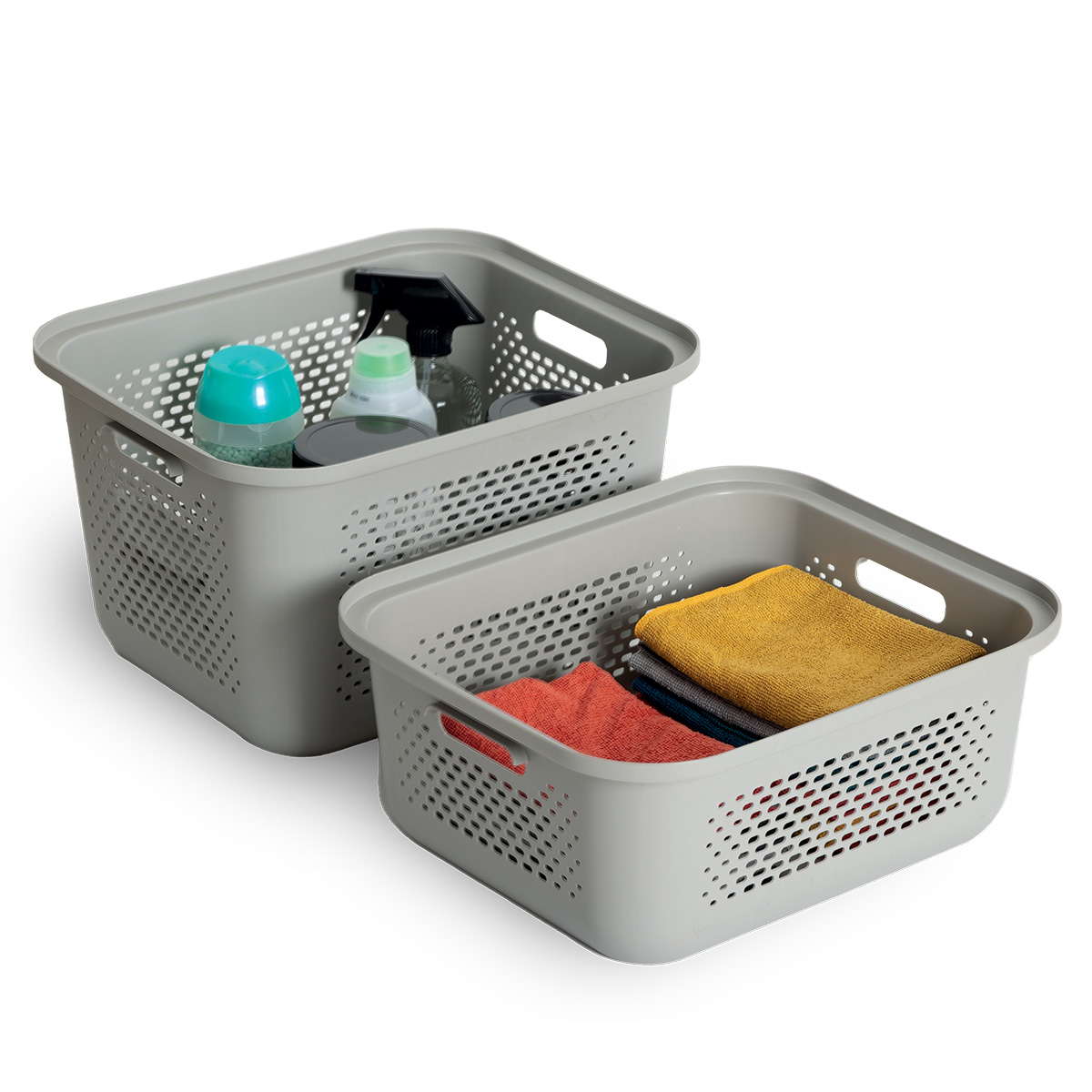 Panier avec couvercle 19,6l, lin