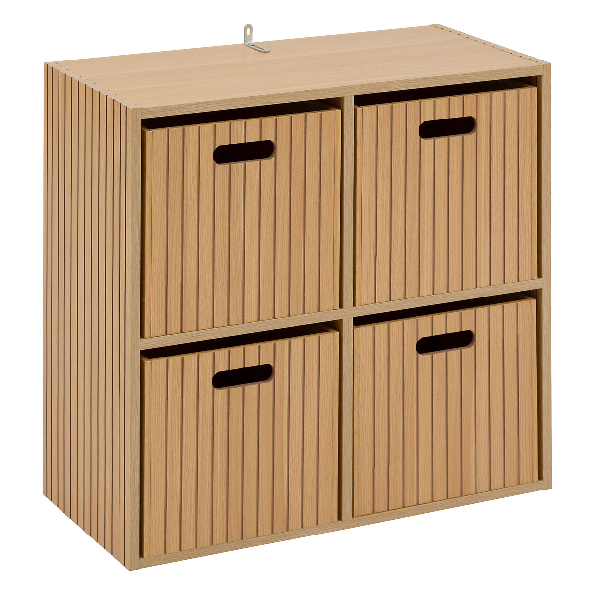 Étagère 4 cases, effet bois naturel