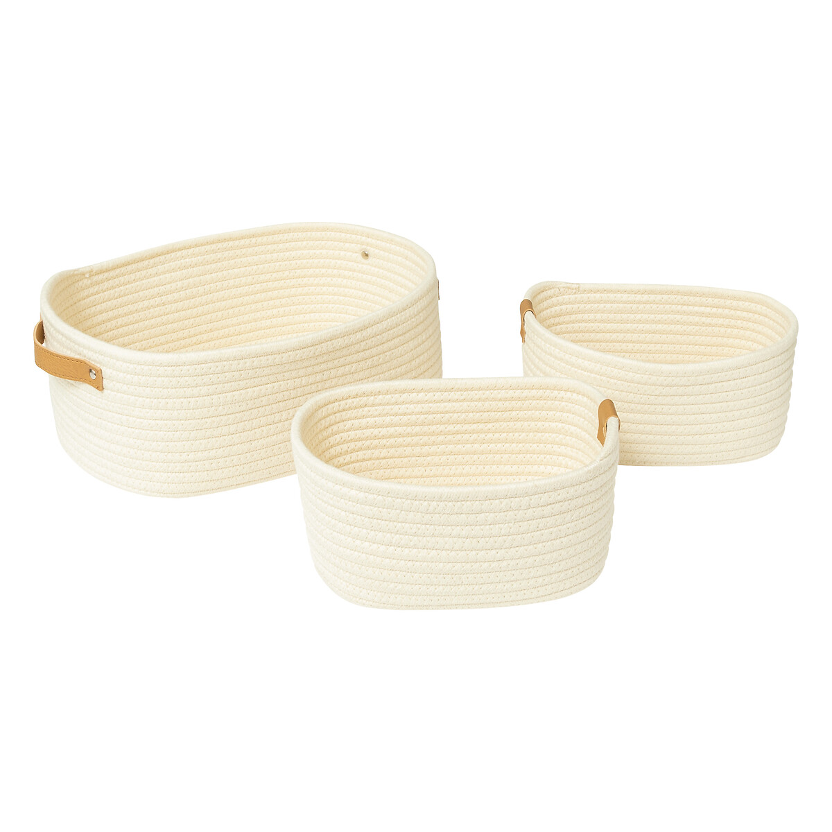 Set de 3 paniers, ivoire Duo