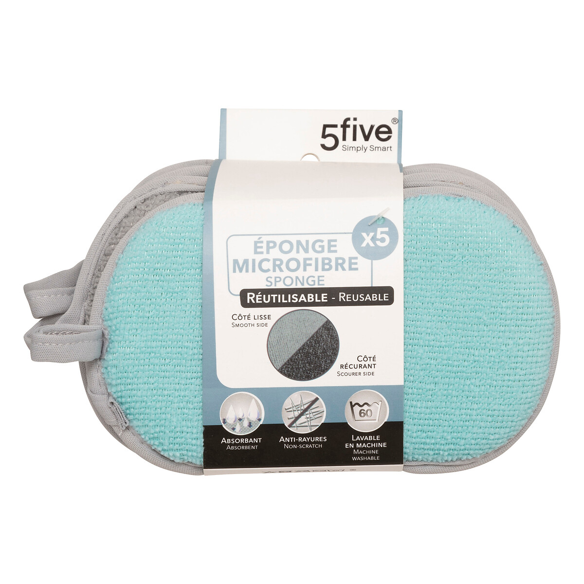 Lot de 5 éponges microfibre gratantes