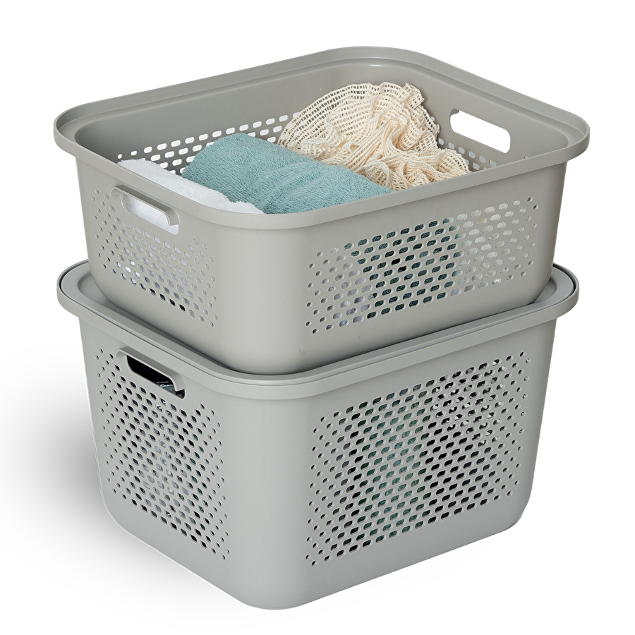 Panier avec couvercle 13,9l, lin Aera