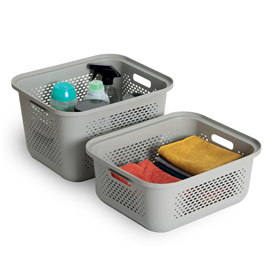 Panier avec couvercle 13,9l, lin Aera