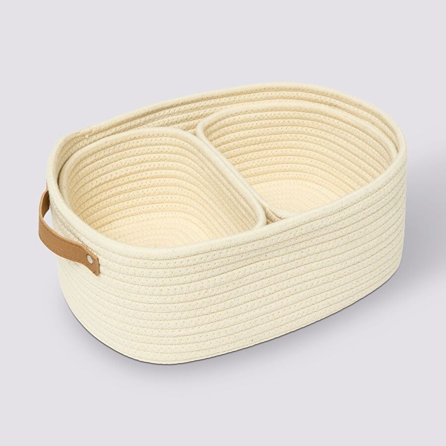 Set de 3 paniers, ivoire Duo