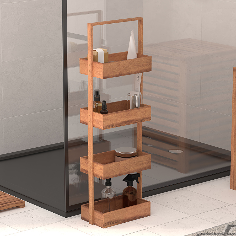 Étagère 4 niveaux 88x26cm, acacia Blackacia