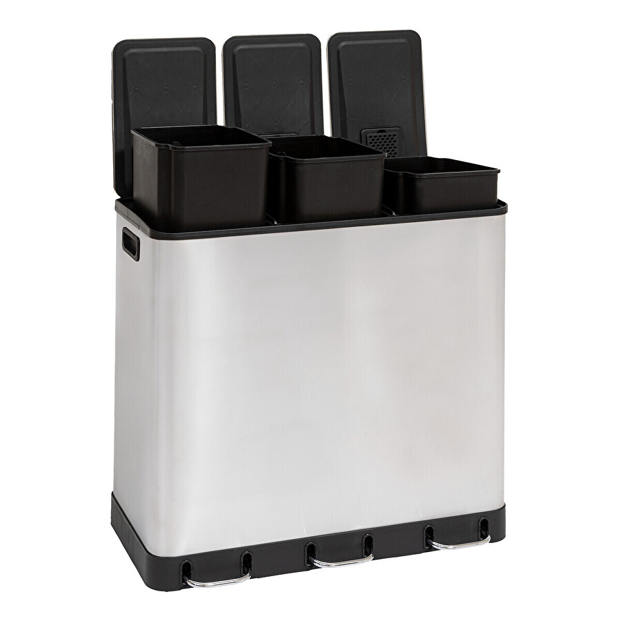 Poubelle de tri 3x18l, inox Ariane