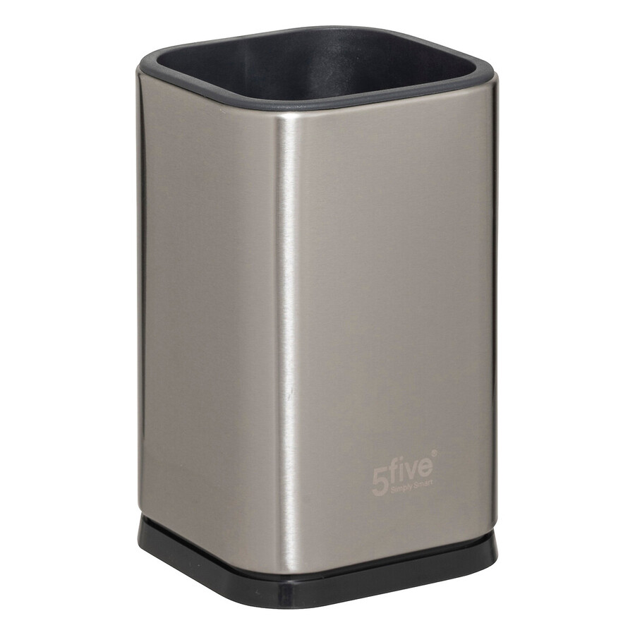 5 ustensiles de cuisine + pot de rangement, inox 