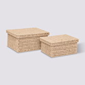 Lot de 2 boîtes range-documents, papier tressé Kord
