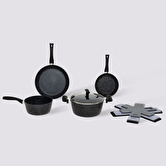 Batterie de cuisine en aluminium, 4 pièces + 6 protections Caractère