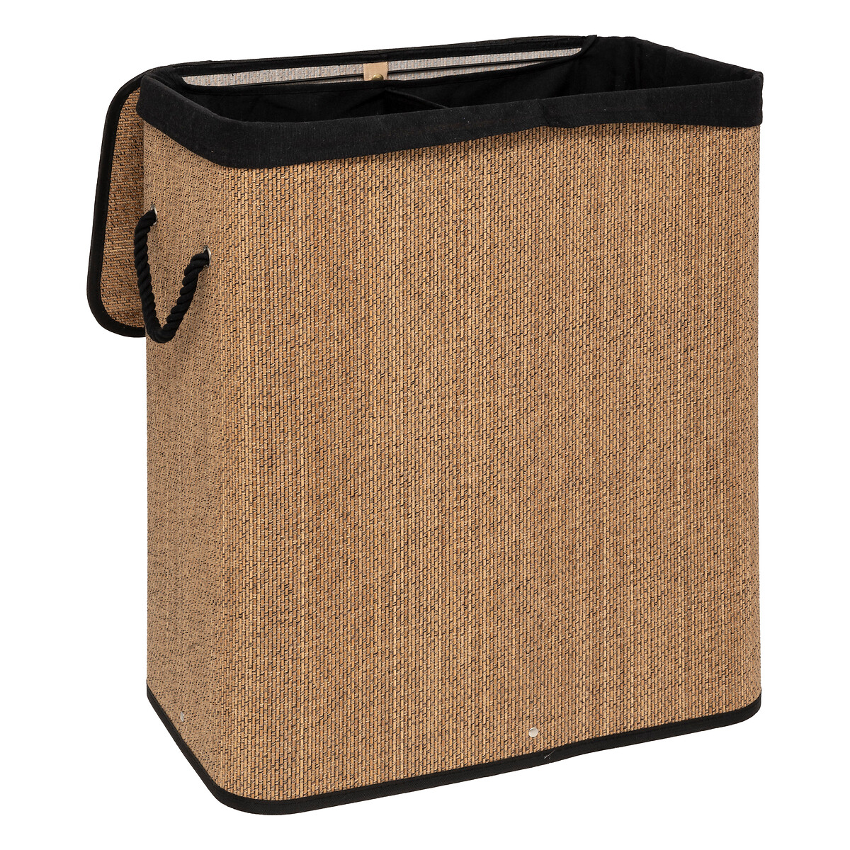 Panier à linge 100l, bambou et noir