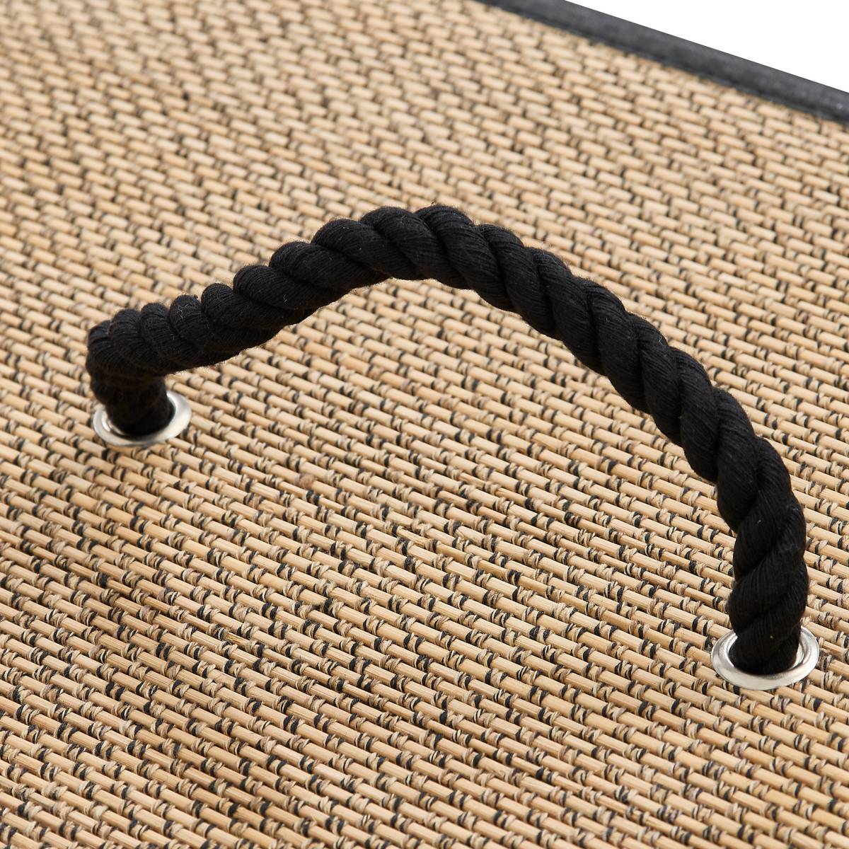 Panier à linge 60l, bambou et noir