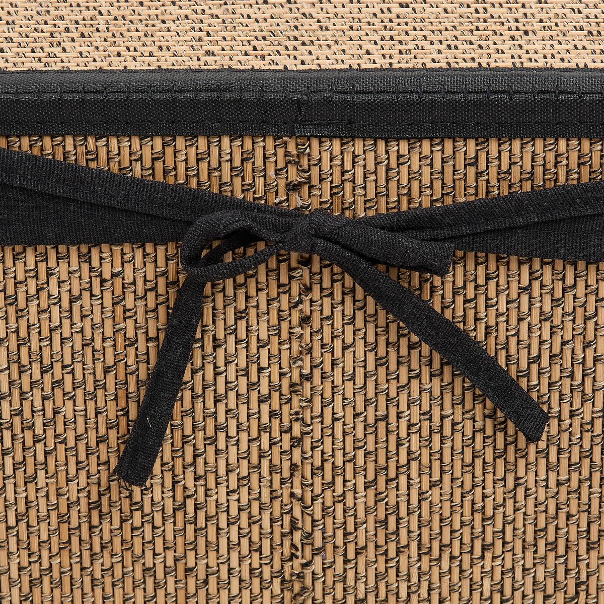Panier à linge 60l, bambou et noir