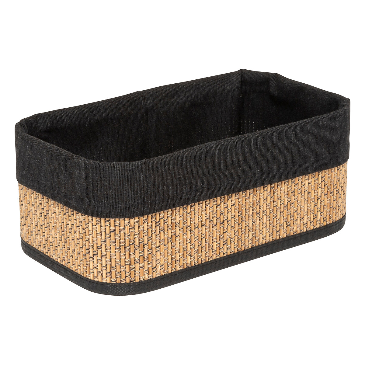 3 paniers en tissu, bambou et noir