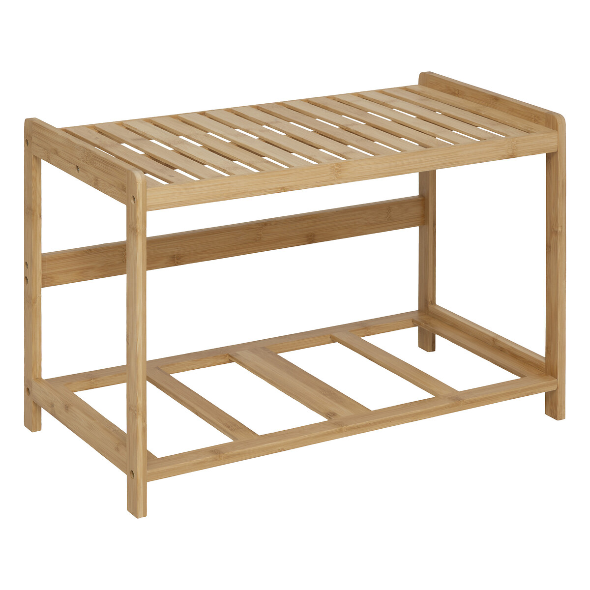 Banc de rangement avec 2 paniers, bambou