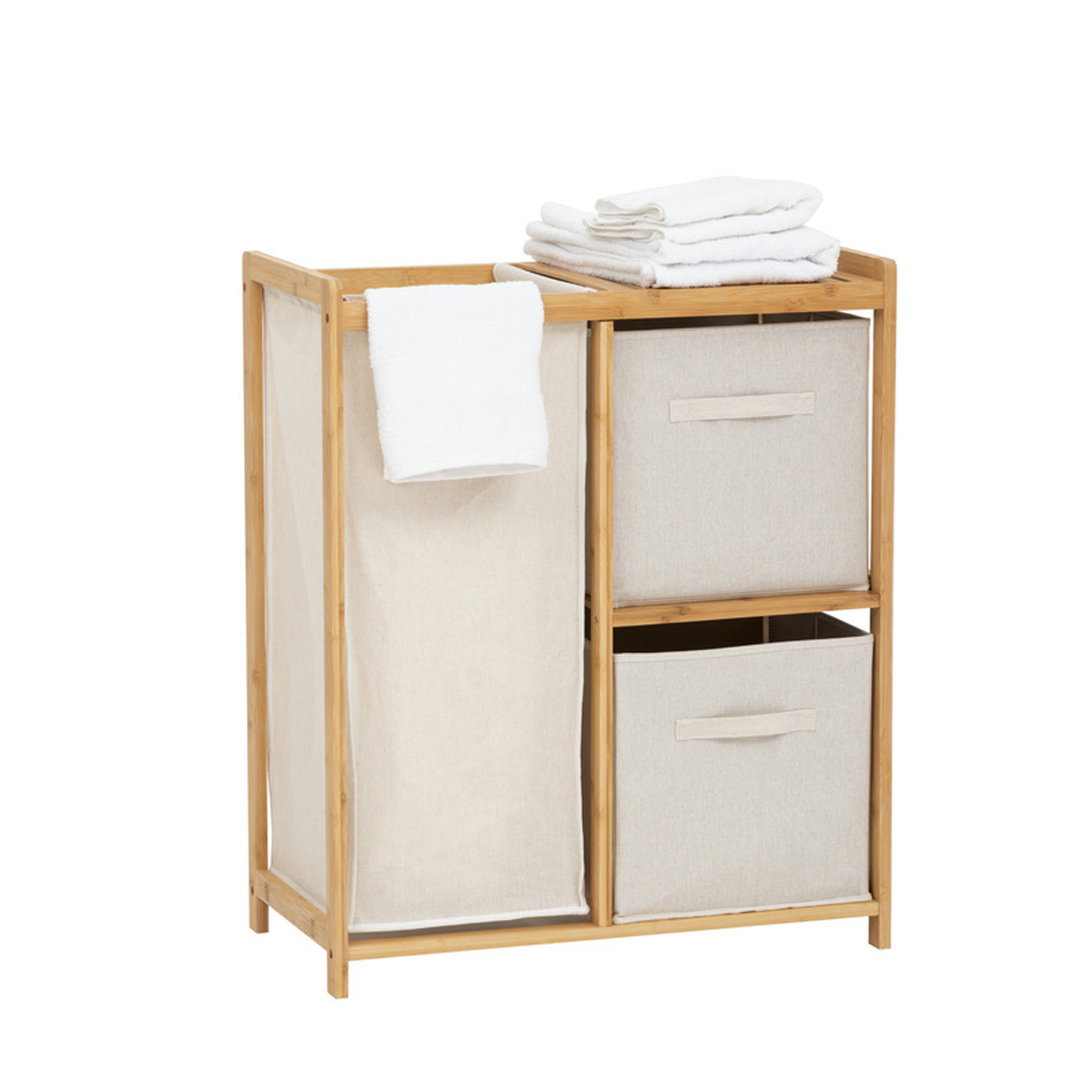 Meuble étagère avec panier et 2 paniers, bambou
