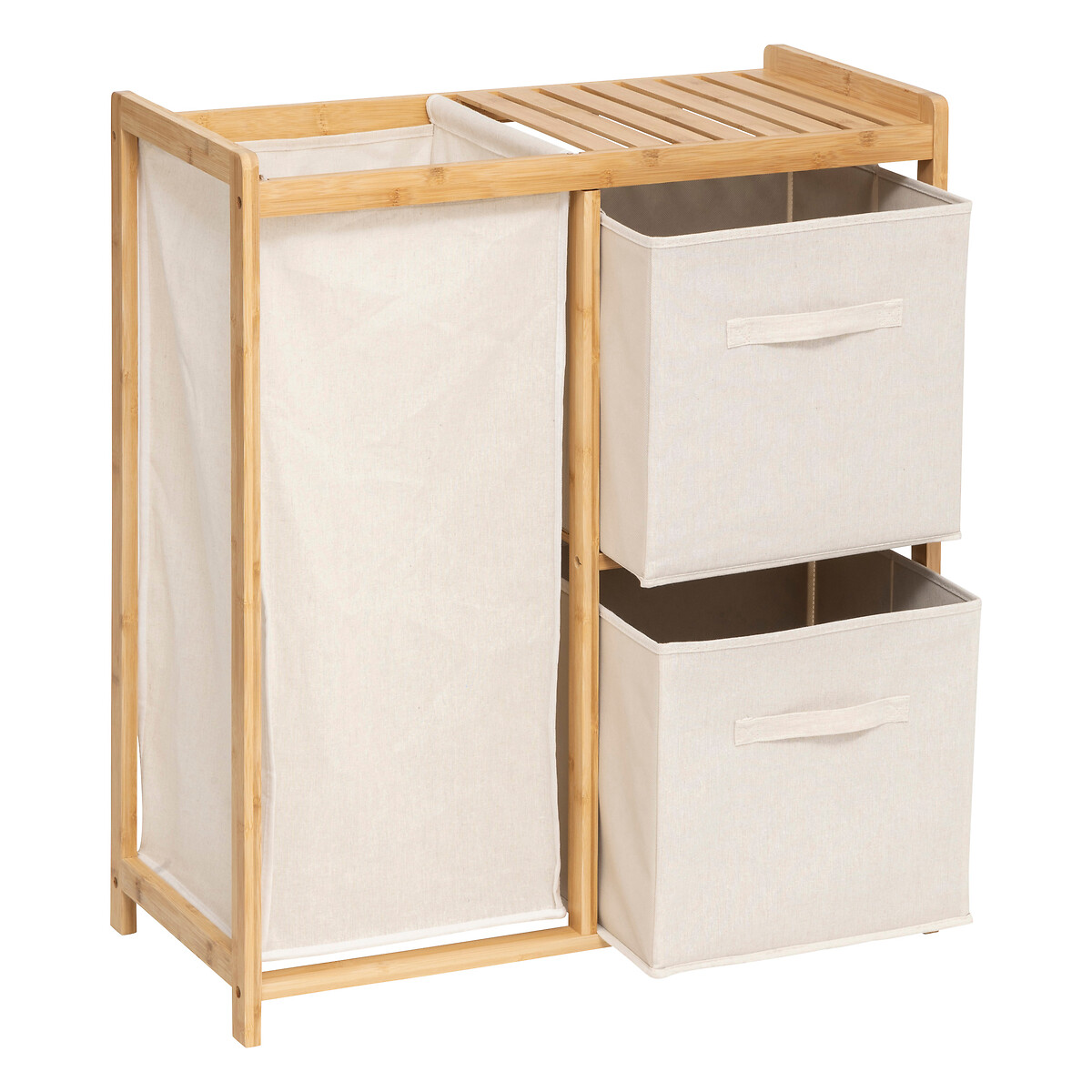 Meuble étagère avec panier et 2 paniers, bambou
