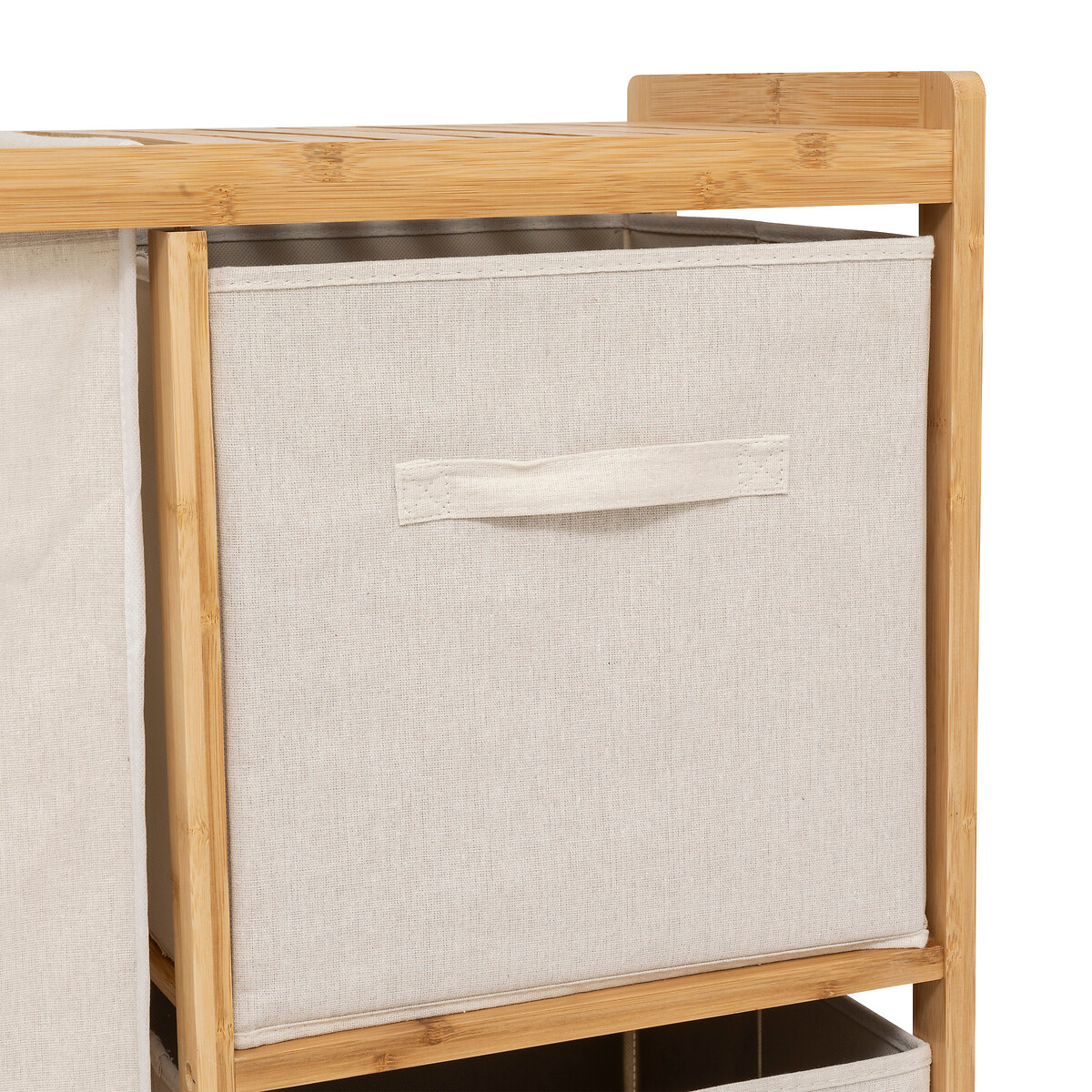 Meuble étagère avec panier et 2 paniers, bambou