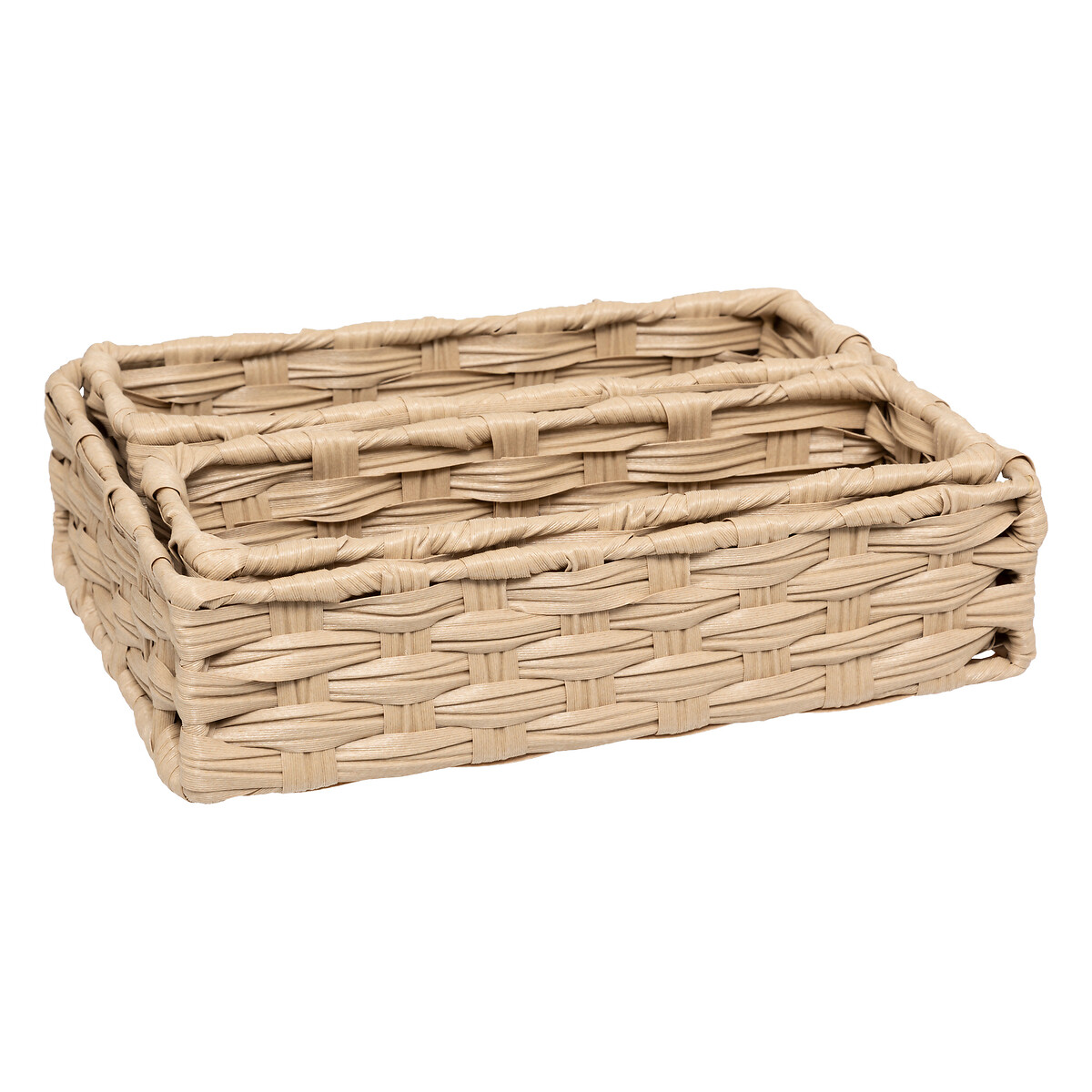 3 paniers tressées, beige