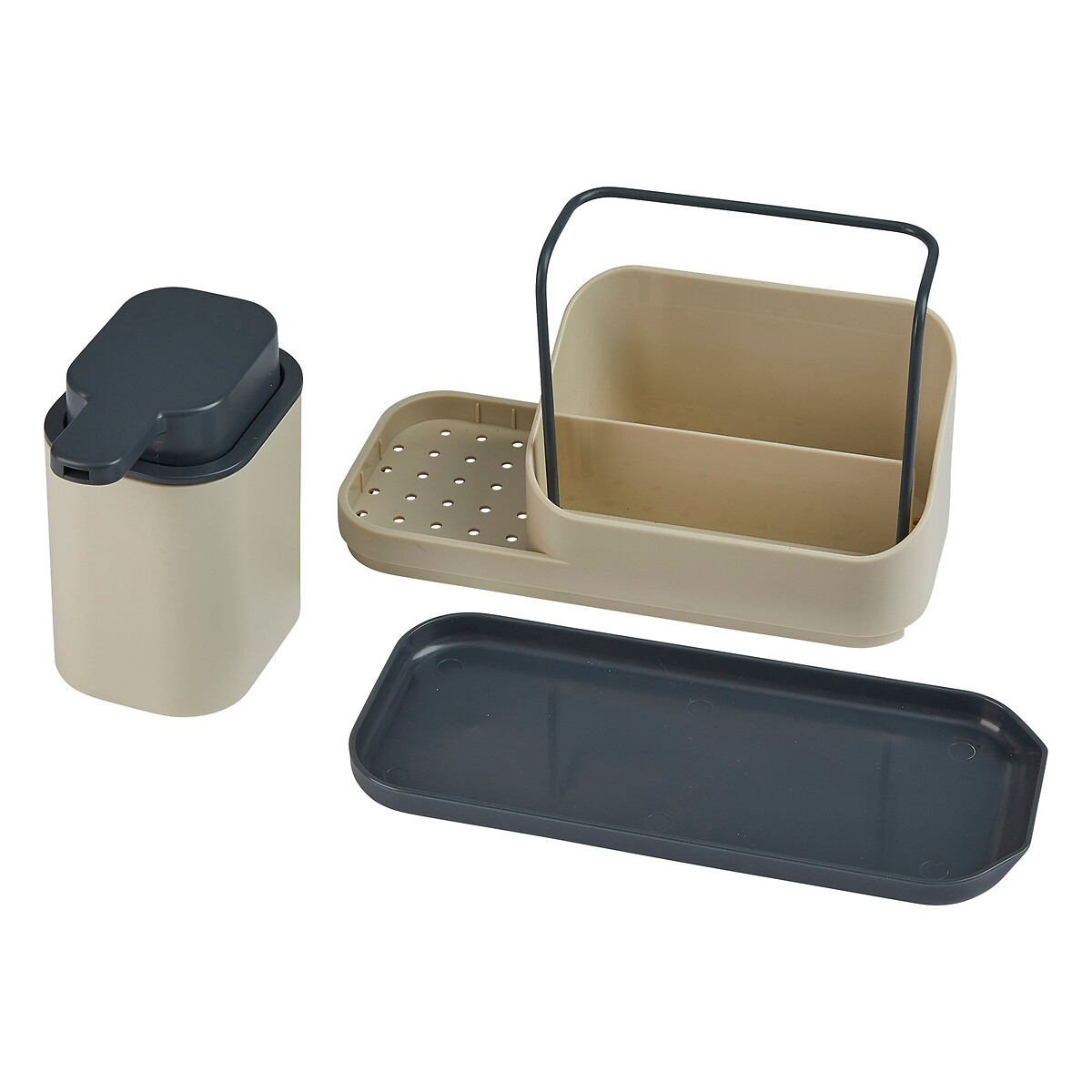 Organiseur évier avec distributeur 300ml, beige Néo