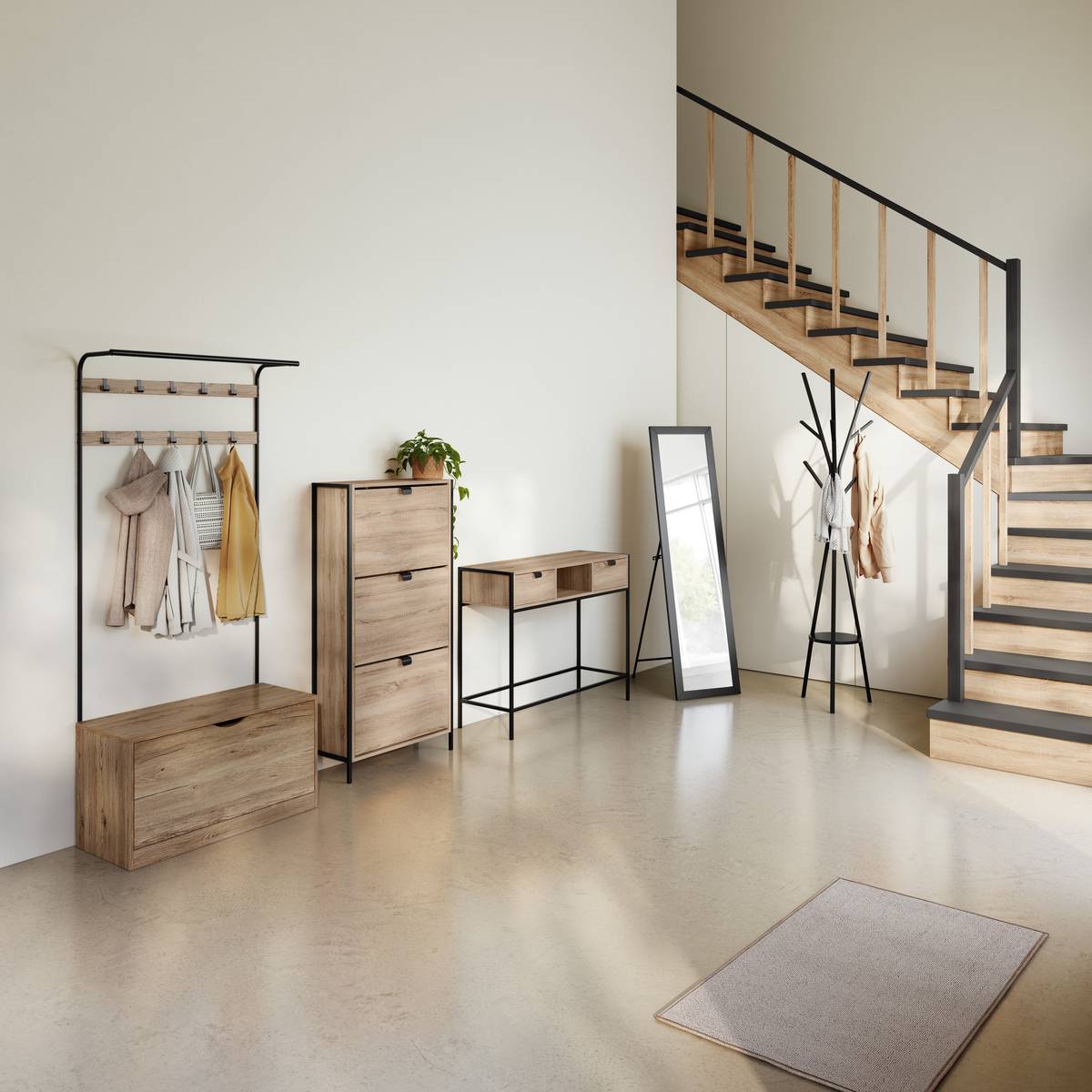 Miroir sur pied 155x35 cm, noir