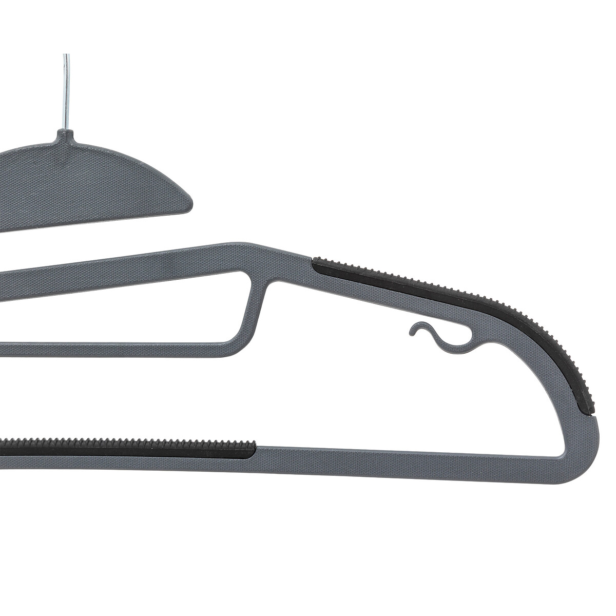 Lot de 8 cintres antidérapants avec encoches, gris