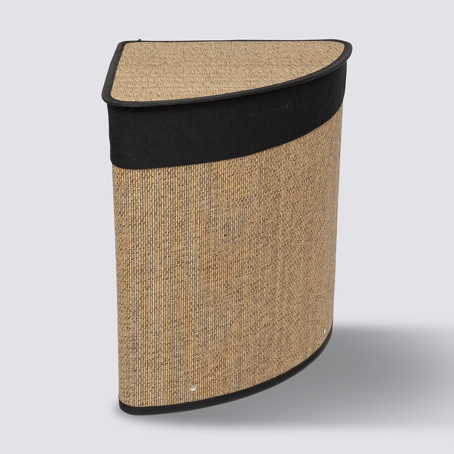Panier à linge 48l, bambou et noir