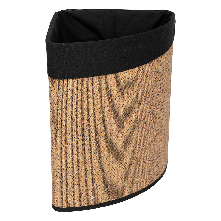 Panier à linge 48l, bambou et noir