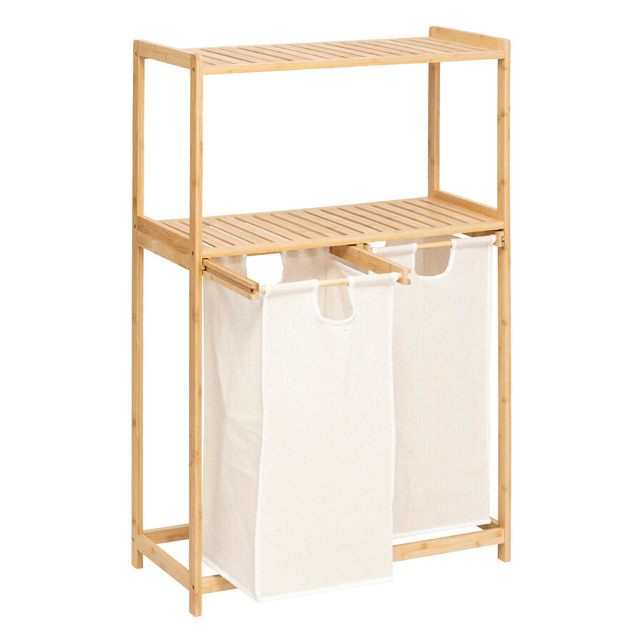 Etagère avec 2 sacs à linge, bambou Tidy box