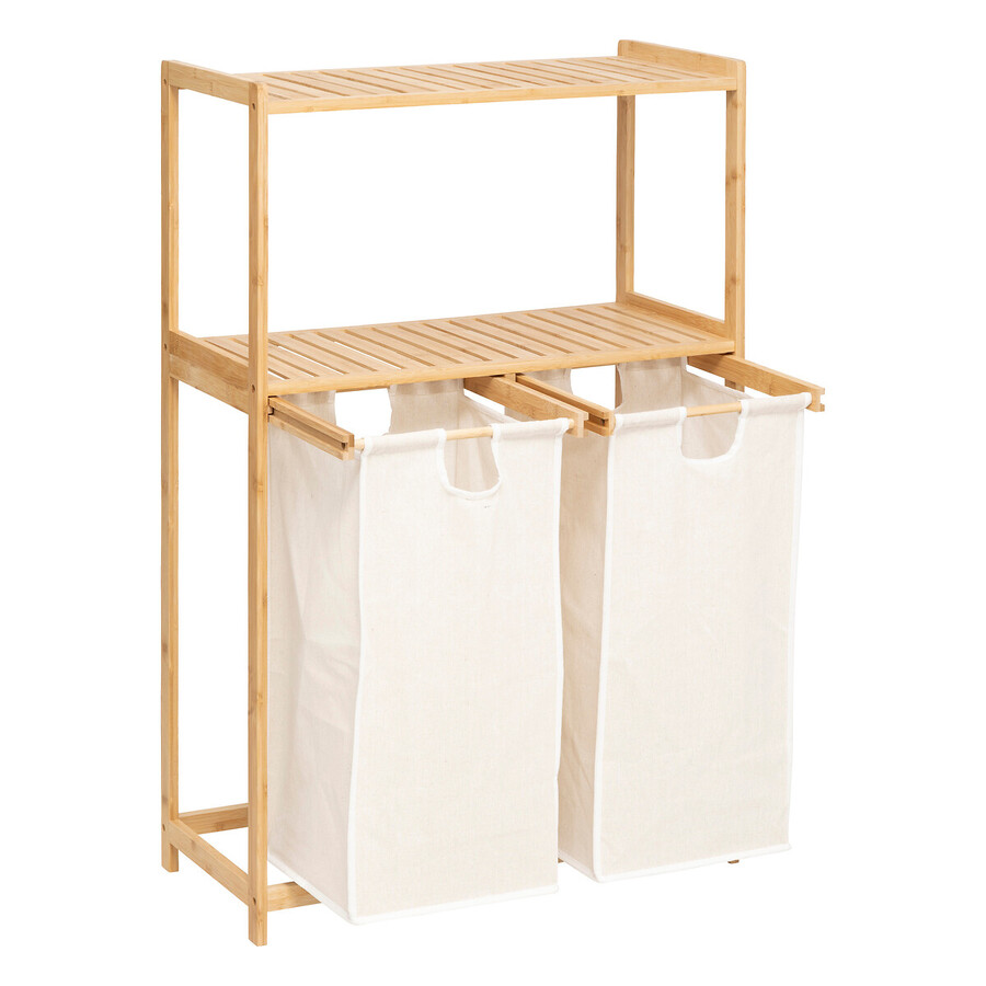 Etagère avec 2 sacs à linge, bambou Tidy box