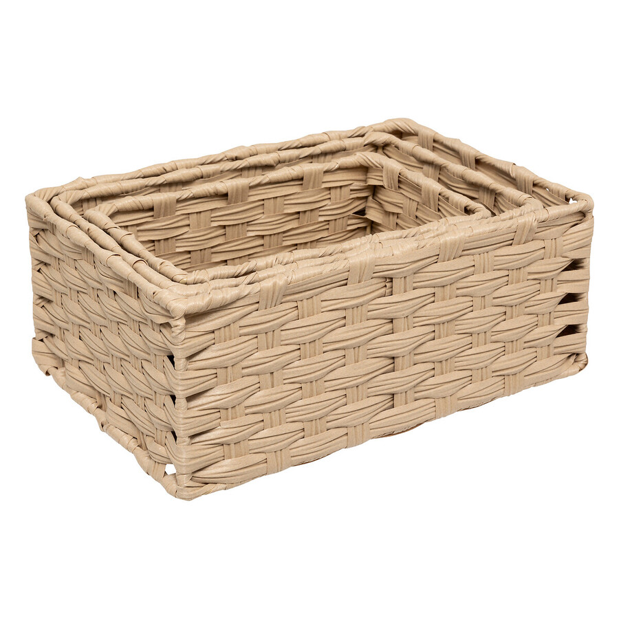 3 paniers tressées, beige Tresse
