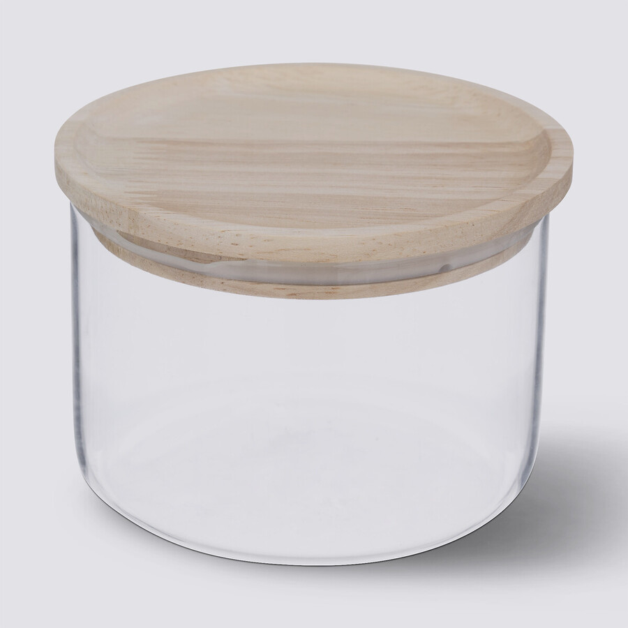 Bocal verre avec couvercle hermétique hévéa, 0,3l Hermet