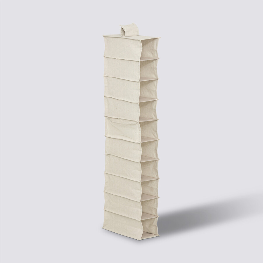 Rangement chaussures 10 cases avec panier, beige Dressy +