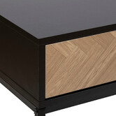 Console 2 tiroirs, effet pin naturel et noir Chevrons