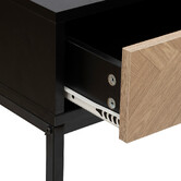 Console 2 tiroirs, effet pin naturel et noir Chevrons