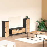 Etagère 3 cases, effet bois et noir Chevrons