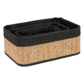 3 paniers en tissu, bambou et noir