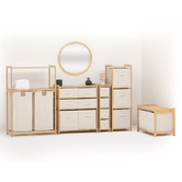 Etagère avec 2 sacs à linge, bambou Tidy box