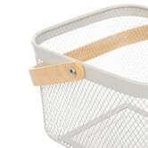 Corbeille carrée, métal, beige et blanc Mayaj
