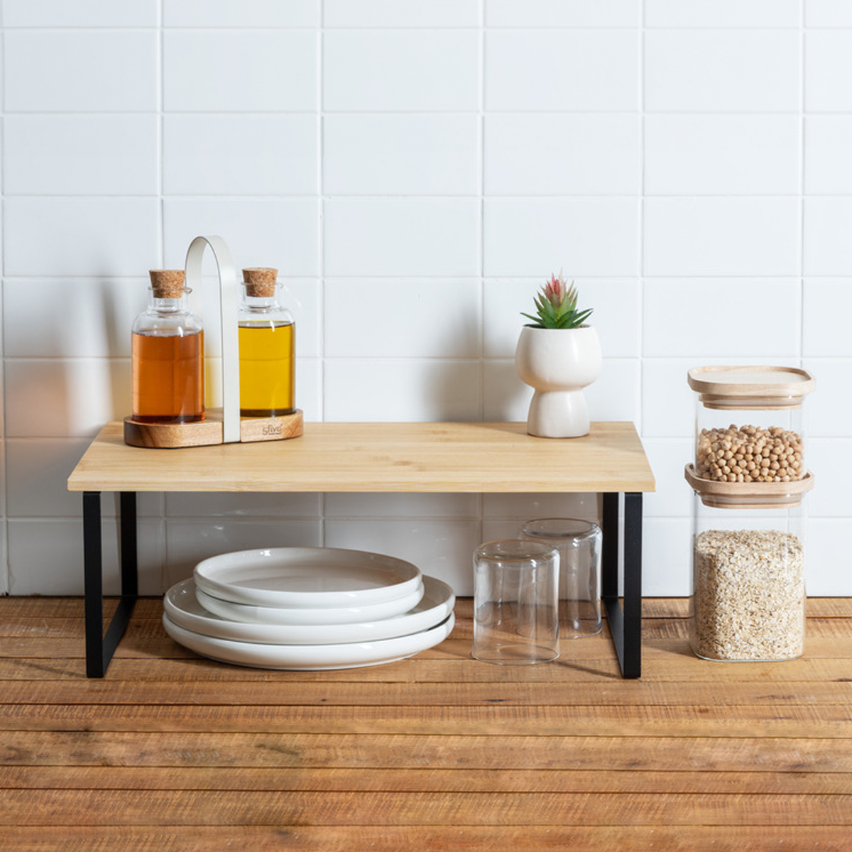 Etagère de rangement, bambou, noir