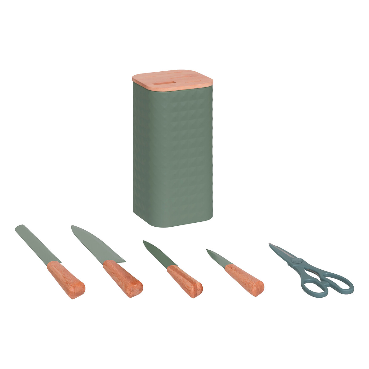 Bloc 4 couteaux et ciseaux, manche bambou