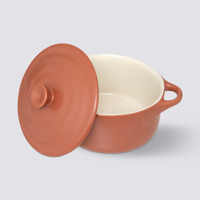 Cocotte ronde, céramique, 10 cm - blanc 