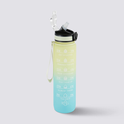Bouteille avec paille en silicone intégrée - 1l 
