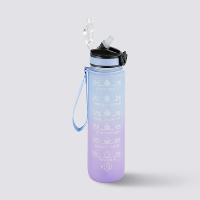 Bouteille avec paille en silicone intégrée - 1l 