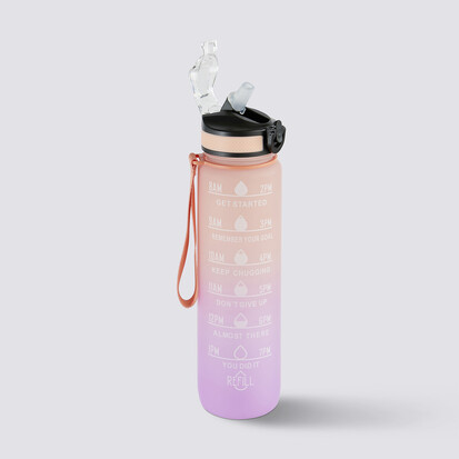 Bouteille avec paille en silicone intégrée - 1l 