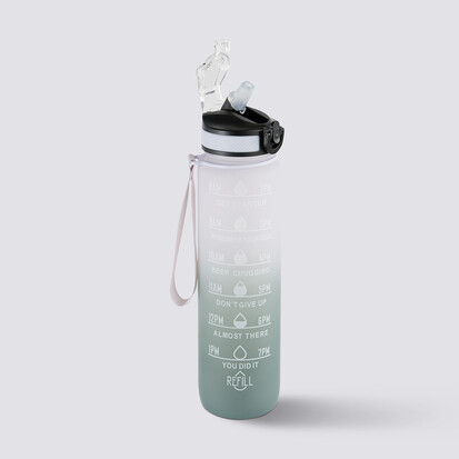 Bouteille avec paille en silicone intégrée - 1l 