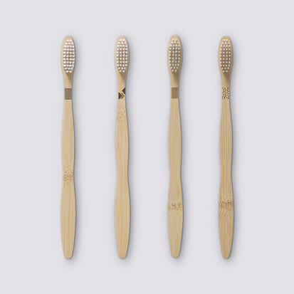Lot de 4 brosses à dents, bambou 