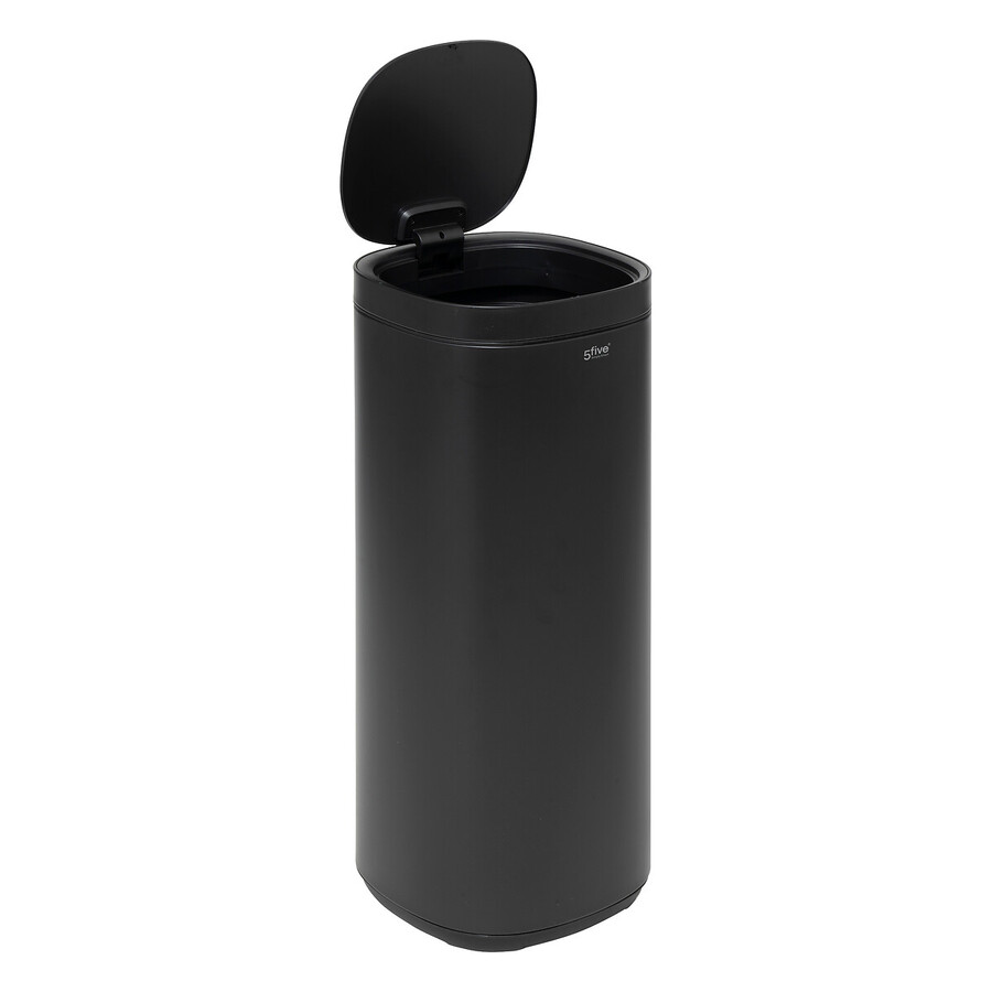 Poubelle métal 50l avec ouverture pression, noir 