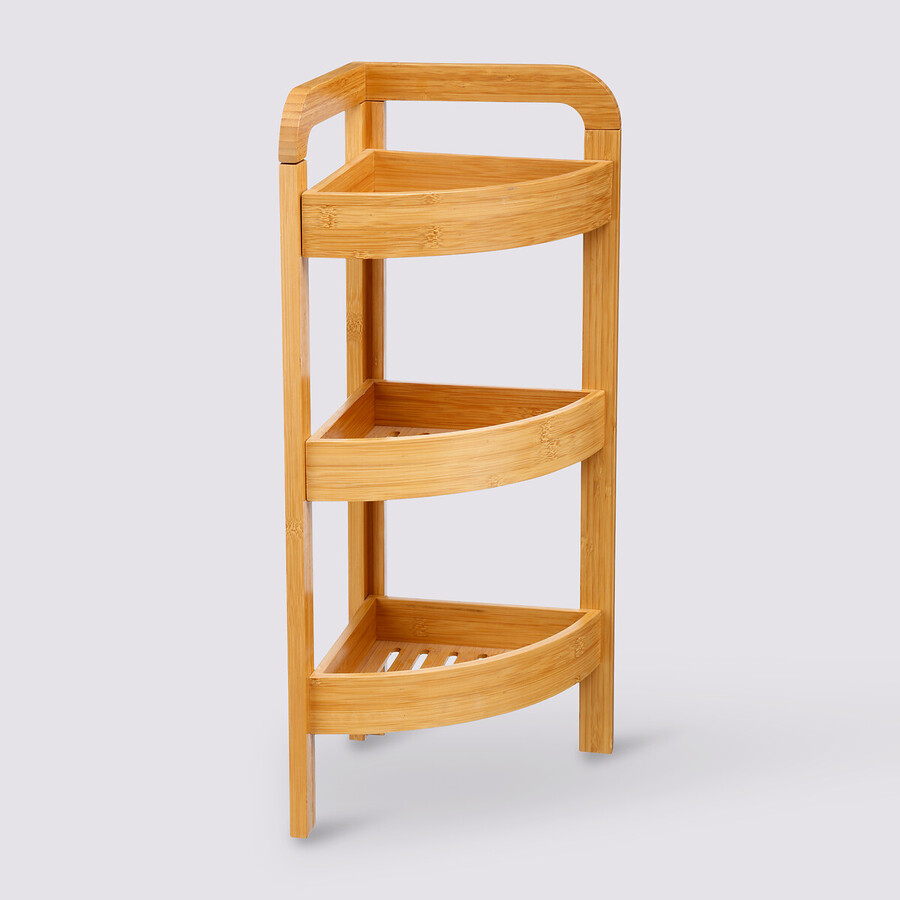 Étagère d'angle 3 niveaux 23 cm Bambou