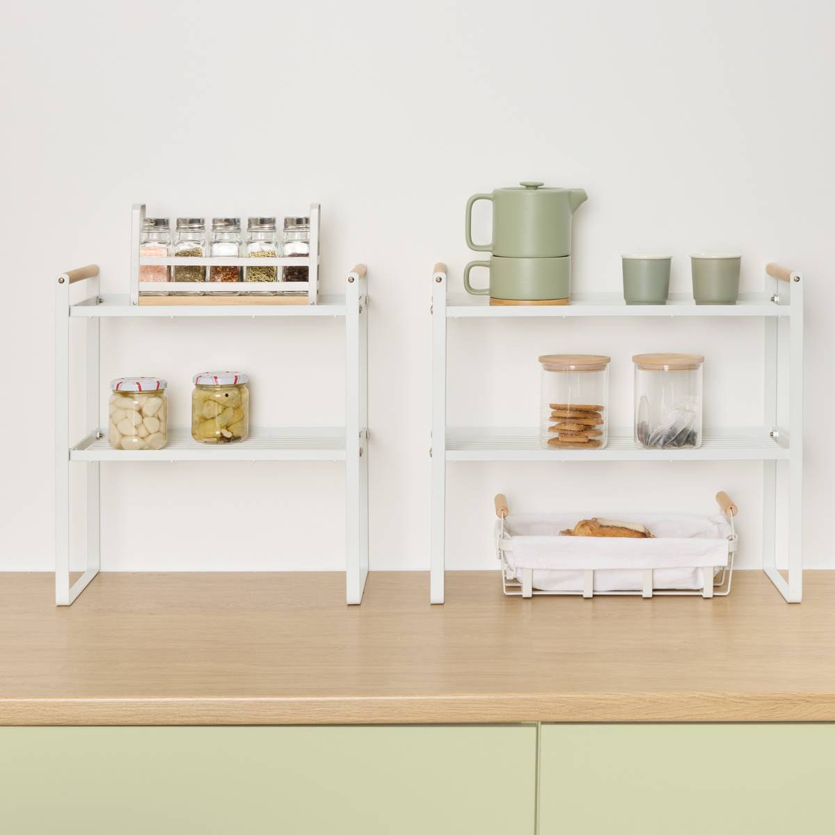 Etagère 2 niveaux, blanc