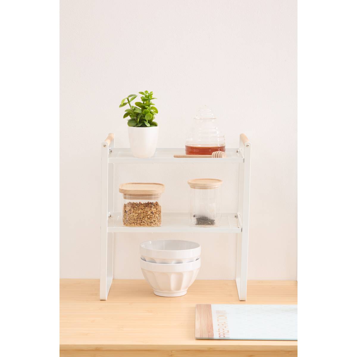 Etagère 2 niveaux, blanc