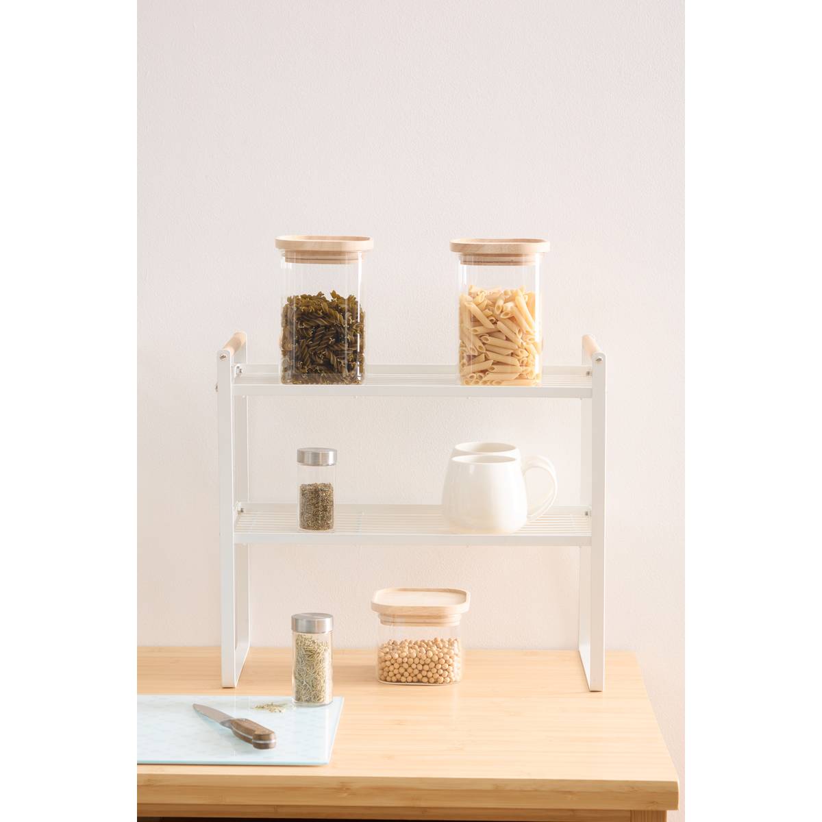 Etagère 2 niveaux, blanc Balm